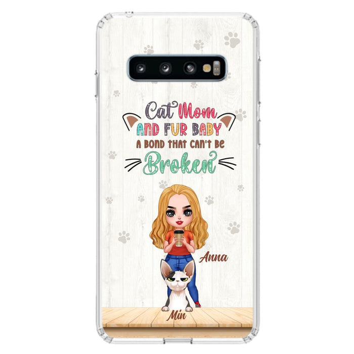 Personalized Cat Mom Chibi Phone Case - Gift Idea For Mother's Day/Cat Lovers With Up to 6 Cats - Cat Mom And Fur Baby A Bond That Can't Be Broken - Case For iPhone And Samsung