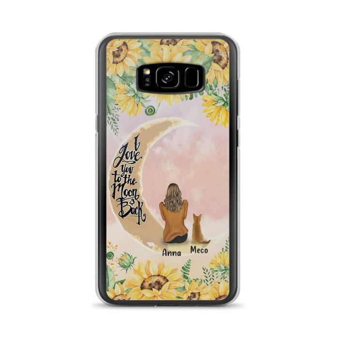 Personalized Cat Sun Flower Phone Case - Up to 6 Cats - Gift Idea For Cat Lover - I Love You To The Moon And Back - Case For iPhone And Samsung