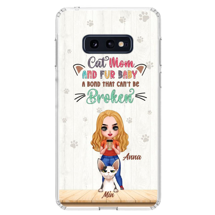 Personalized Cat Mom Chibi Phone Case - Gift Idea For Mother's Day/Cat Lovers With Up to 6 Cats - Cat Mom And Fur Baby A Bond That Can't Be Broken - Case For iPhone And Samsung