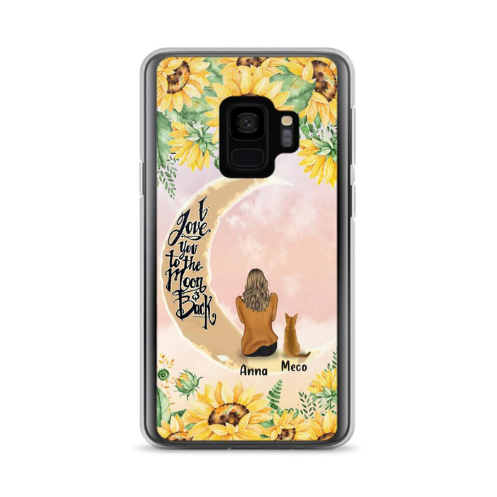 Personalized Cat Sun Flower Phone Case - Up to 6 Cats - Gift Idea For Cat Lover - I Love You To The Moon And Back - Case For iPhone And Samsung