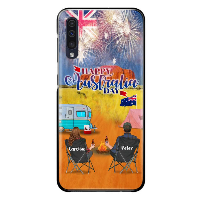Personalized Camping Happy Australia Day Phone Case - Couple/Parents With Up to 2 Kids And 2 Pets - Gift Idea For Camping Lover - Case For iPhone And Samsung