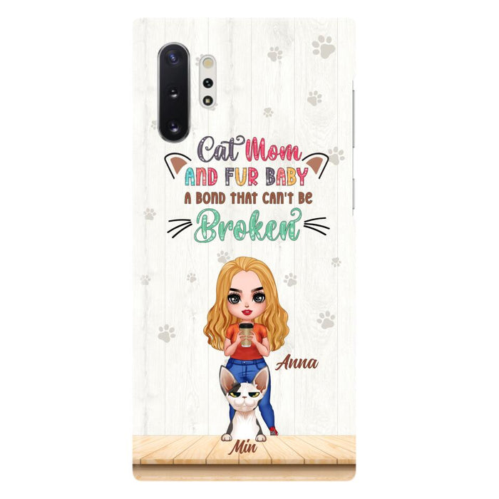 Personalized Cat Mom Chibi Phone Case - Gift Idea For Mother's Day/Cat Lovers With Up to 6 Cats - Cat Mom And Fur Baby A Bond That Can't Be Broken - Case For iPhone And Samsung