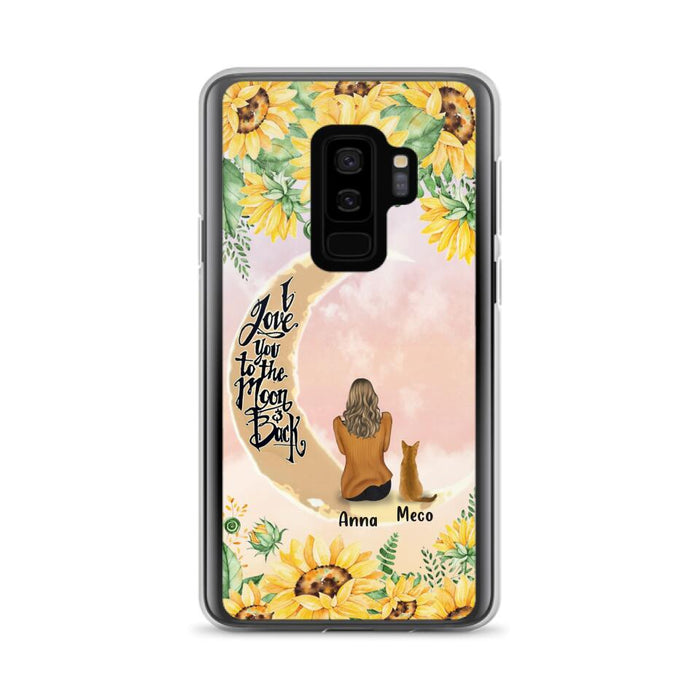 Personalized Cat Sun Flower Phone Case - Up to 6 Cats - Gift Idea For Cat Lover - I Love You To The Moon And Back - Case For iPhone And Samsung