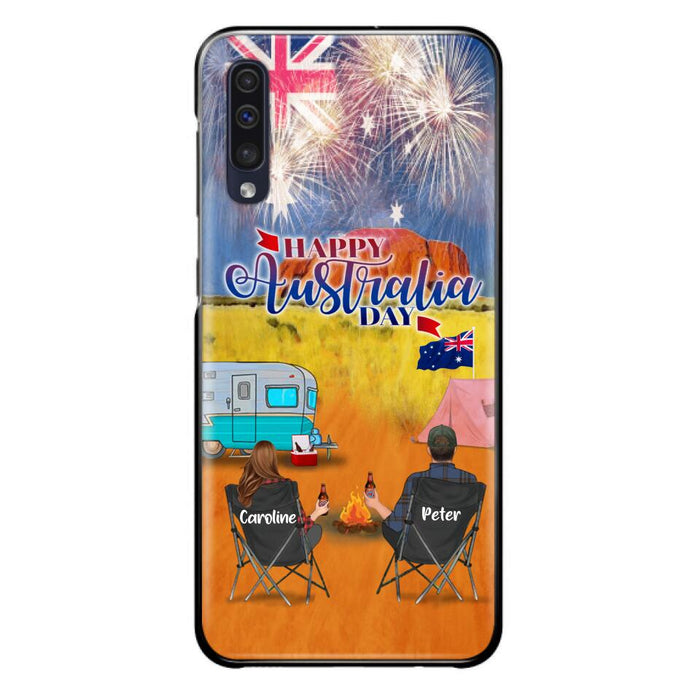 Personalized Camping Happy Australia Day Phone Case - Couple/Parents With Up to 2 Kids And 2 Pets - Gift Idea For Camping Lover - Case For iPhone And Samsung