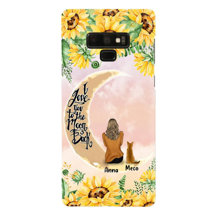 Personalized Cat Sun Flower Phone Case - Up to 6 Cats - Gift Idea For Cat Lover - I Love You To The Moon And Back - Case For iPhone And Samsung