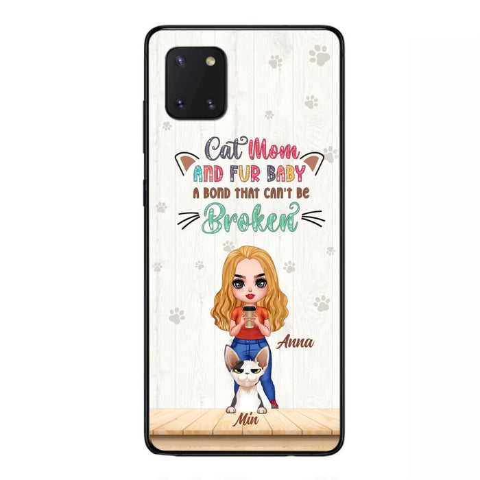 Personalized Cat Mom Chibi Phone Case - Gift Idea For Mother's Day/Cat Lovers With Up to 6 Cats - Cat Mom And Fur Baby A Bond That Can't Be Broken - Case For iPhone And Samsung