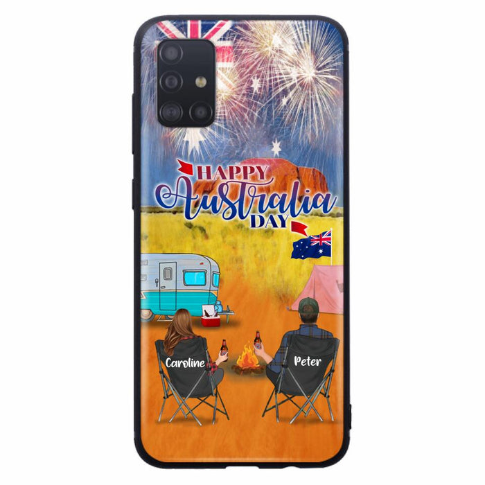 Personalized Camping Happy Australia Day Phone Case - Couple/Parents With Up to 2 Kids And 2 Pets - Gift Idea For Camping Lover - Case For iPhone And Samsung