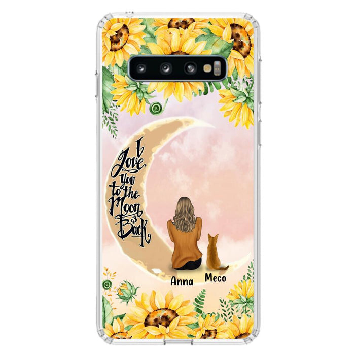 Personalized Cat Sun Flower Phone Case - Up to 6 Cats - Gift Idea For Cat Lover - I Love You To The Moon And Back - Case For iPhone And Samsung