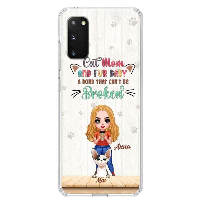 Personalized Cat Mom Chibi Phone Case - Gift Idea For Mother's Day/Cat Lovers With Up to 6 Cats - Cat Mom And Fur Baby A Bond That Can't Be Broken - Case For iPhone And Samsung