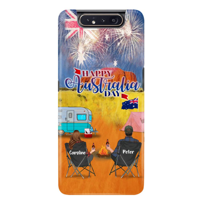 Personalized Camping Happy Australia Day Phone Case - Couple/Parents With Up to 2 Kids And 2 Pets - Gift Idea For Camping Lover - Case For iPhone And Samsung