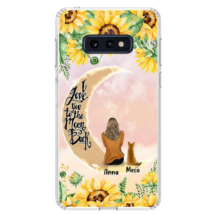 Personalized Cat Sun Flower Phone Case - Up to 6 Cats - Gift Idea For Cat Lover - I Love You To The Moon And Back - Case For iPhone And Samsung