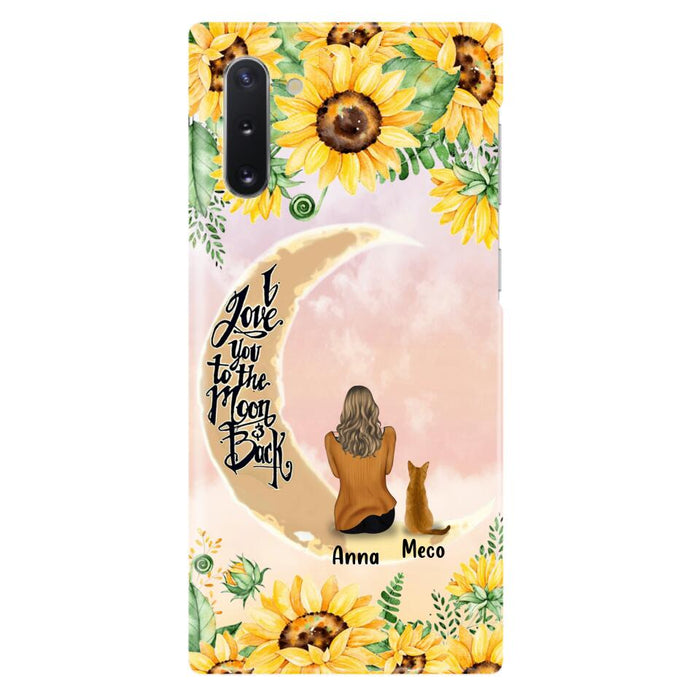 Personalized Cat Sun Flower Phone Case - Up to 6 Cats - Gift Idea For Cat Lover - I Love You To The Moon And Back - Case For iPhone And Samsung