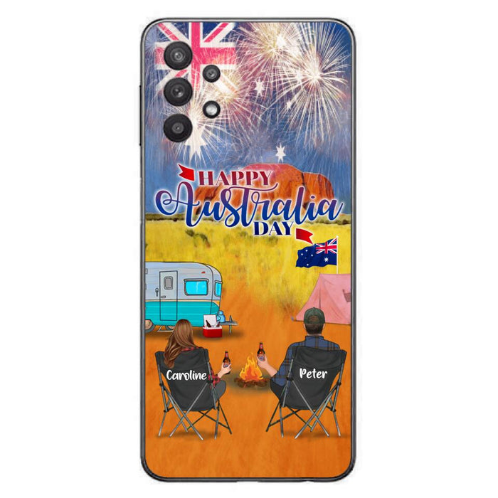 Personalized Camping Happy Australia Day Phone Case - Couple/Parents With Up to 2 Kids And 2 Pets - Gift Idea For Camping Lover - Case For iPhone And Samsung