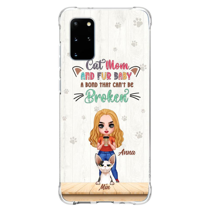 Personalized Cat Mom Chibi Phone Case - Gift Idea For Mother's Day/Cat Lovers With Up to 6 Cats - Cat Mom And Fur Baby A Bond That Can't Be Broken - Case For iPhone And Samsung