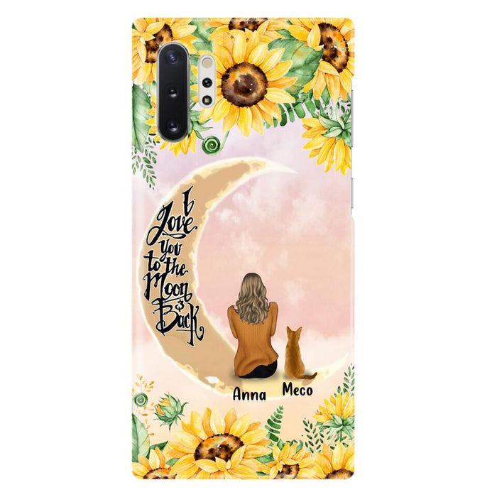 Personalized Cat Sun Flower Phone Case - Up to 6 Cats - Gift Idea For Cat Lover - I Love You To The Moon And Back - Case For iPhone And Samsung