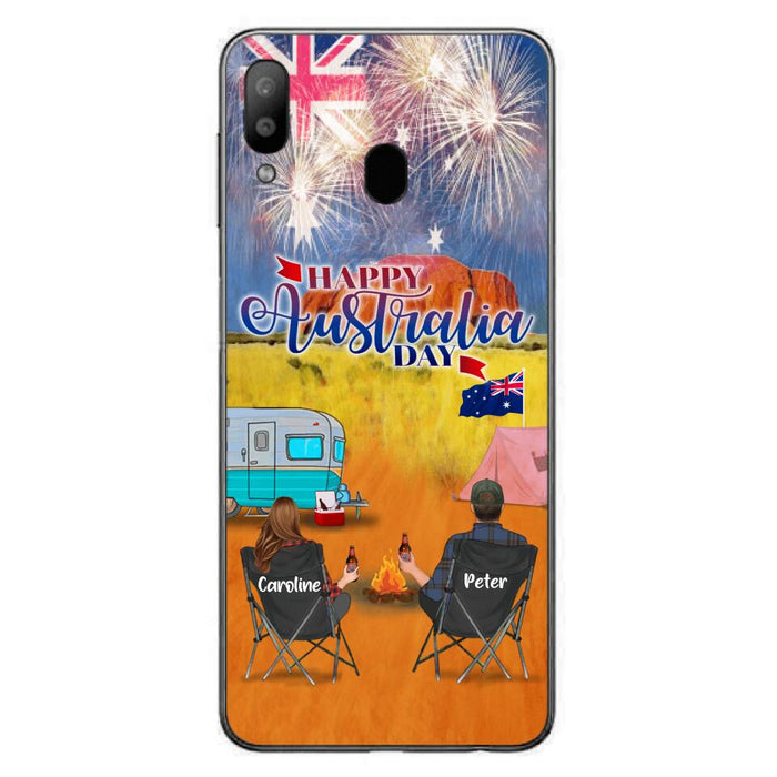 Personalized Camping Happy Australia Day Phone Case - Couple/Parents With Up to 2 Kids And 2 Pets - Gift Idea For Camping Lover - Case For iPhone And Samsung