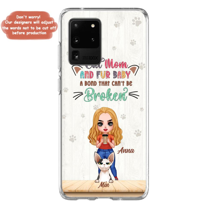 Personalized Cat Mom Chibi Phone Case - Gift Idea For Mother's Day/Cat Lovers With Up to 6 Cats - Cat Mom And Fur Baby A Bond That Can't Be Broken - Case For iPhone And Samsung
