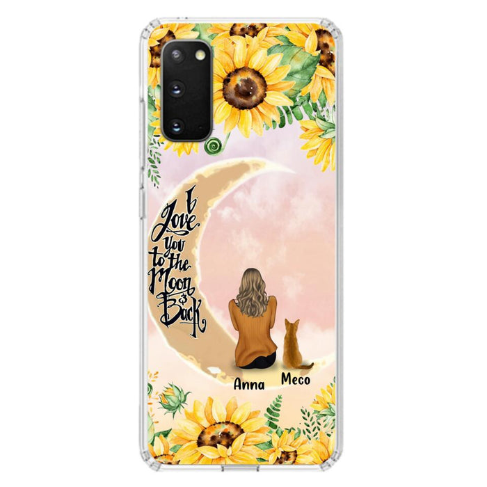 Personalized Cat Sun Flower Phone Case - Up to 6 Cats - Gift Idea For Cat Lover - I Love You To The Moon And Back - Case For iPhone And Samsung