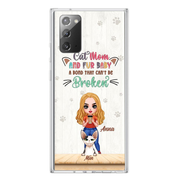 Personalized Cat Mom Chibi Phone Case - Gift Idea For Mother's Day/Cat Lovers With Up to 6 Cats - Cat Mom And Fur Baby A Bond That Can't Be Broken - Case For iPhone And Samsung