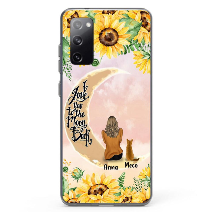 Personalized Cat Sun Flower Phone Case - Up to 6 Cats - Gift Idea For Cat Lover - I Love You To The Moon And Back - Case For iPhone And Samsung
