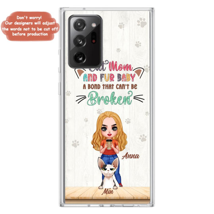 Personalized Cat Mom Chibi Phone Case - Gift Idea For Mother's Day/Cat Lovers With Up to 6 Cats - Cat Mom And Fur Baby A Bond That Can't Be Broken - Case For iPhone And Samsung