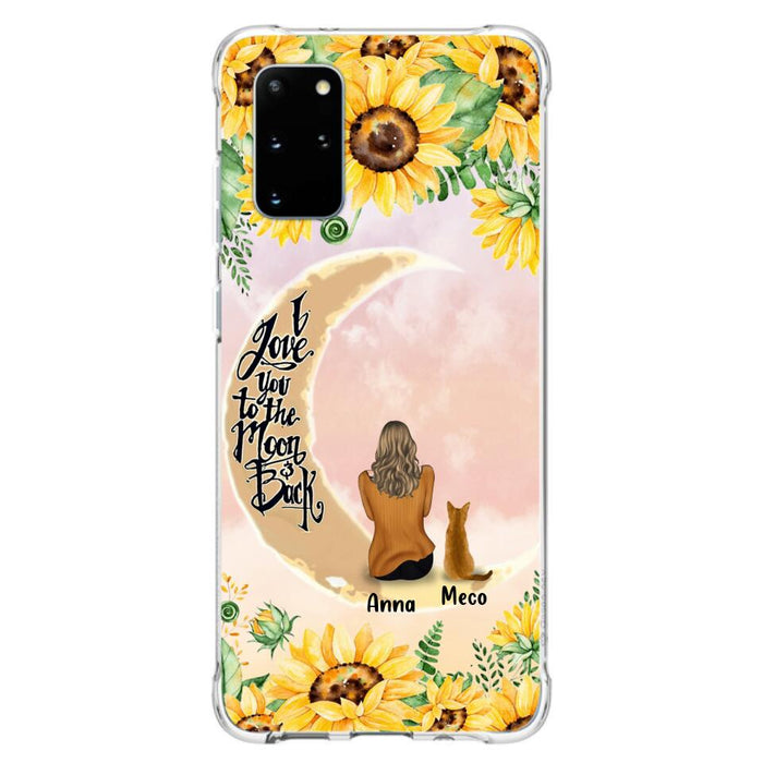 Personalized Cat Sun Flower Phone Case - Up to 6 Cats - Gift Idea For Cat Lover - I Love You To The Moon And Back - Case For iPhone And Samsung