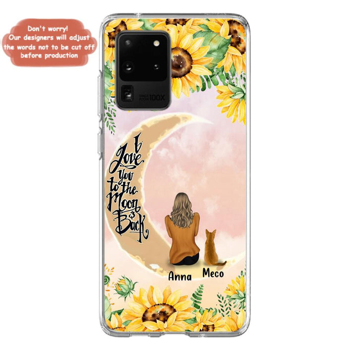 Personalized Cat Sun Flower Phone Case - Up to 6 Cats - Gift Idea For Cat Lover - I Love You To The Moon And Back - Case For iPhone And Samsung