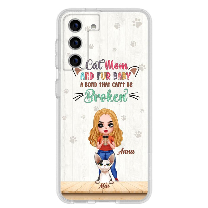 Personalized Cat Mom Chibi Phone Case - Gift Idea For Mother's Day/Cat Lovers With Up to 6 Cats - Cat Mom And Fur Baby A Bond That Can't Be Broken - Case For iPhone And Samsung