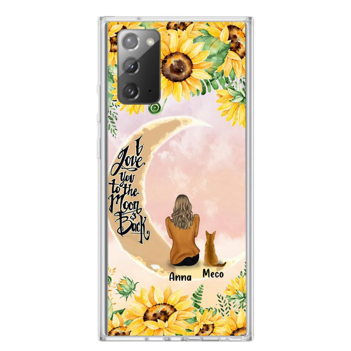 Personalized Cat Sun Flower Phone Case - Up to 6 Cats - Gift Idea For Cat Lover - I Love You To The Moon And Back - Case For iPhone And Samsung