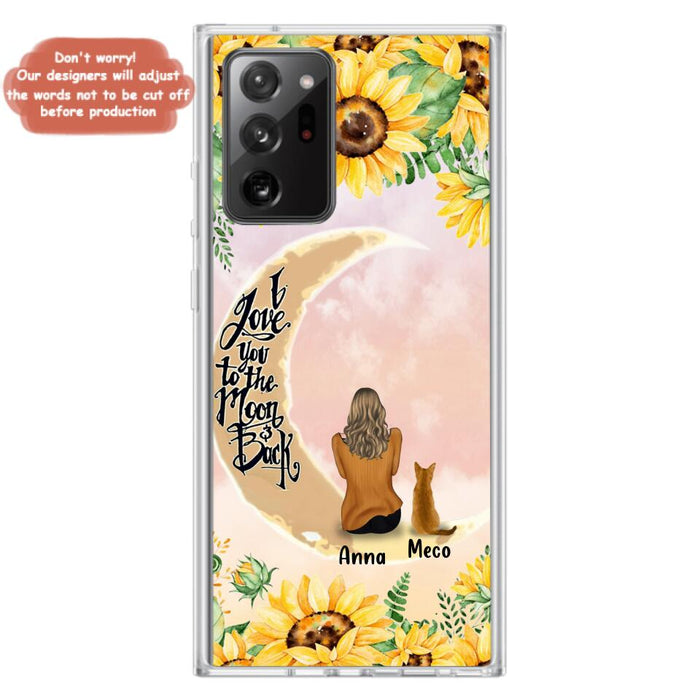 Personalized Cat Sun Flower Phone Case - Up to 6 Cats - Gift Idea For Cat Lover - I Love You To The Moon And Back - Case For iPhone And Samsung