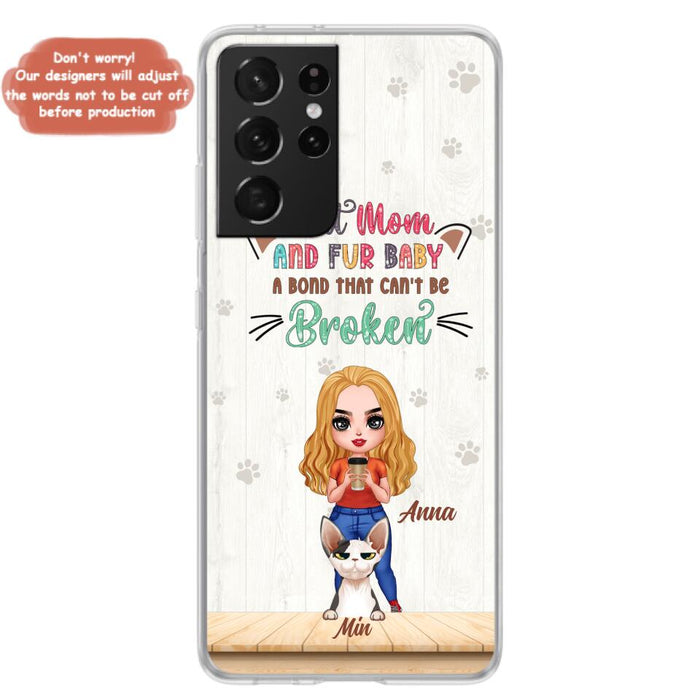 Personalized Cat Mom Chibi Phone Case - Gift Idea For Mother's Day/Cat Lovers With Up to 6 Cats - Cat Mom And Fur Baby A Bond That Can't Be Broken - Case For iPhone And Samsung