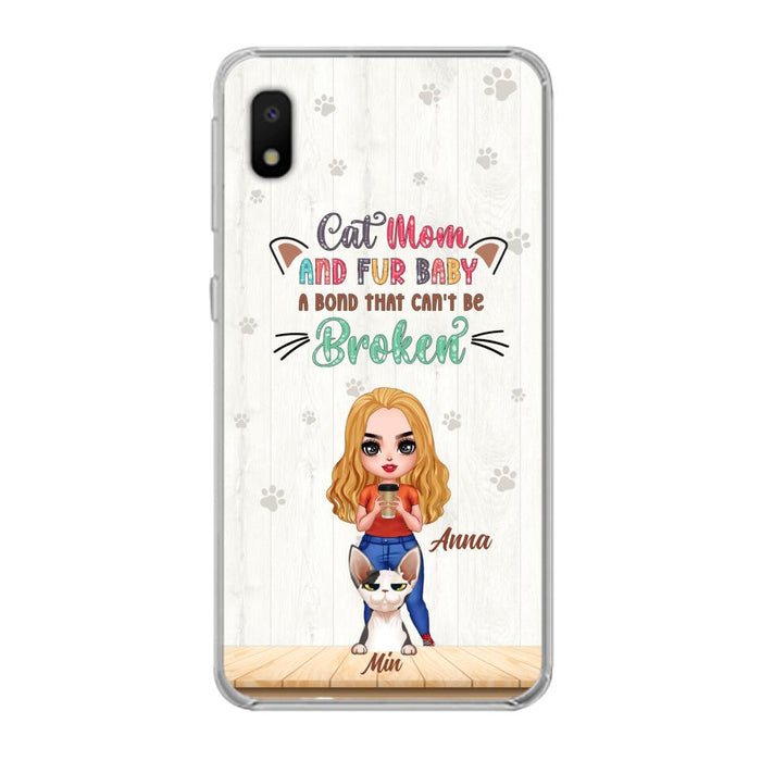 Personalized Cat Mom Chibi Phone Case - Gift Idea For Mother's Day/Cat Lovers With Up to 6 Cats - Cat Mom And Fur Baby A Bond That Can't Be Broken - Case For iPhone And Samsung