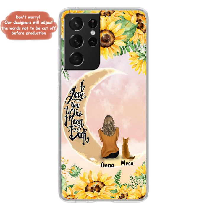 Personalized Cat Sun Flower Phone Case - Up to 6 Cats - Gift Idea For Cat Lover - I Love You To The Moon And Back - Case For iPhone And Samsung