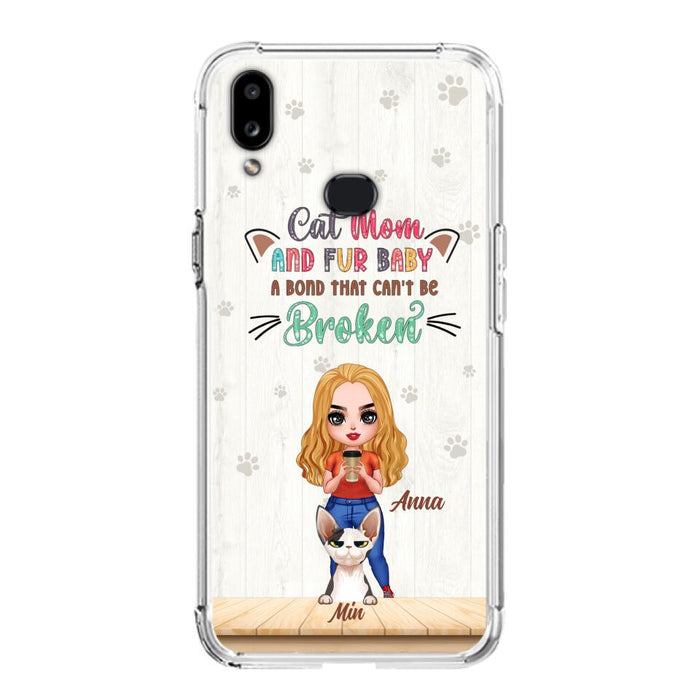 Personalized Cat Mom Chibi Phone Case - Gift Idea For Mother's Day/Cat Lovers With Up to 6 Cats - Cat Mom And Fur Baby A Bond That Can't Be Broken - Case For iPhone And Samsung