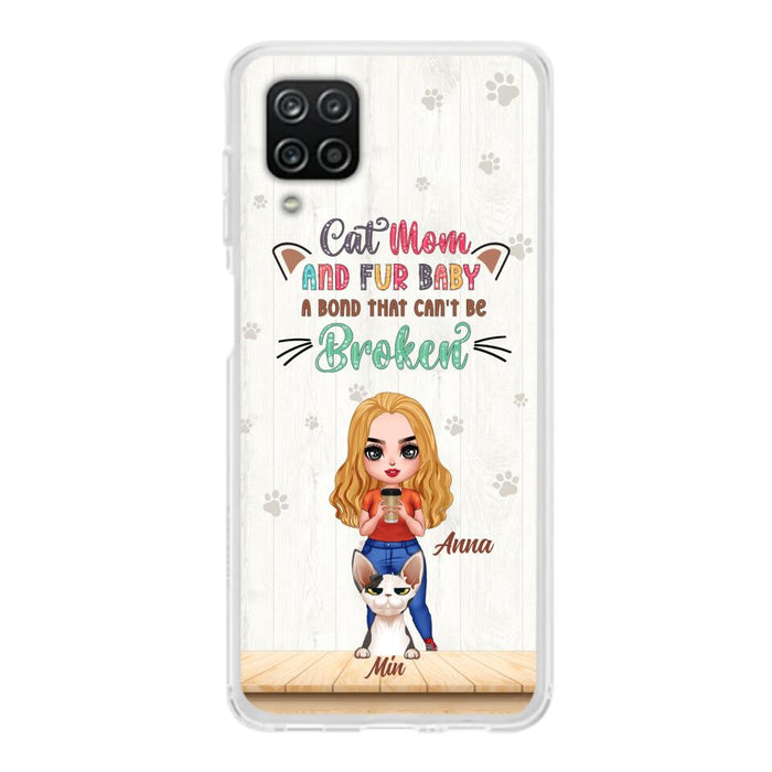 Personalized Cat Mom Chibi Phone Case - Gift Idea For Mother's Day/Cat Lovers With Up to 6 Cats - Cat Mom And Fur Baby A Bond That Can't Be Broken - Case For iPhone And Samsung