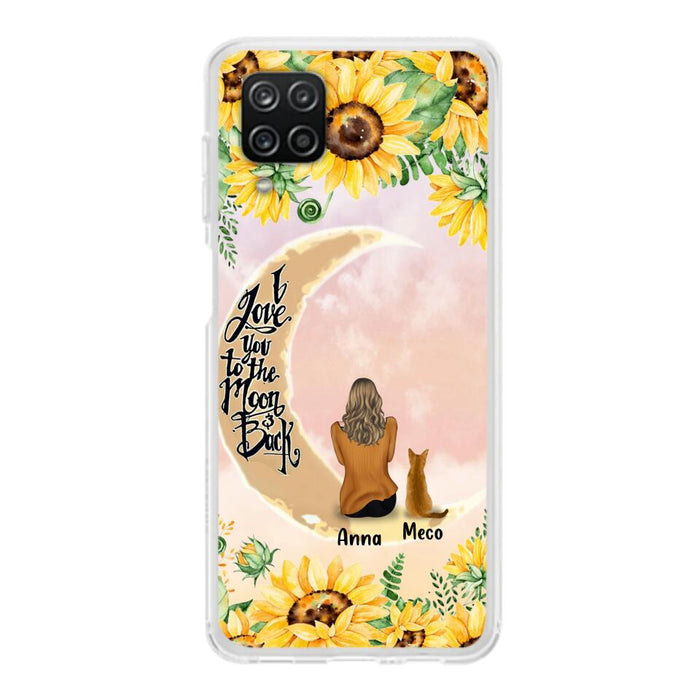 Personalized Cat Sun Flower Phone Case - Up to 6 Cats - Gift Idea For Cat Lover - I Love You To The Moon And Back - Case For iPhone And Samsung