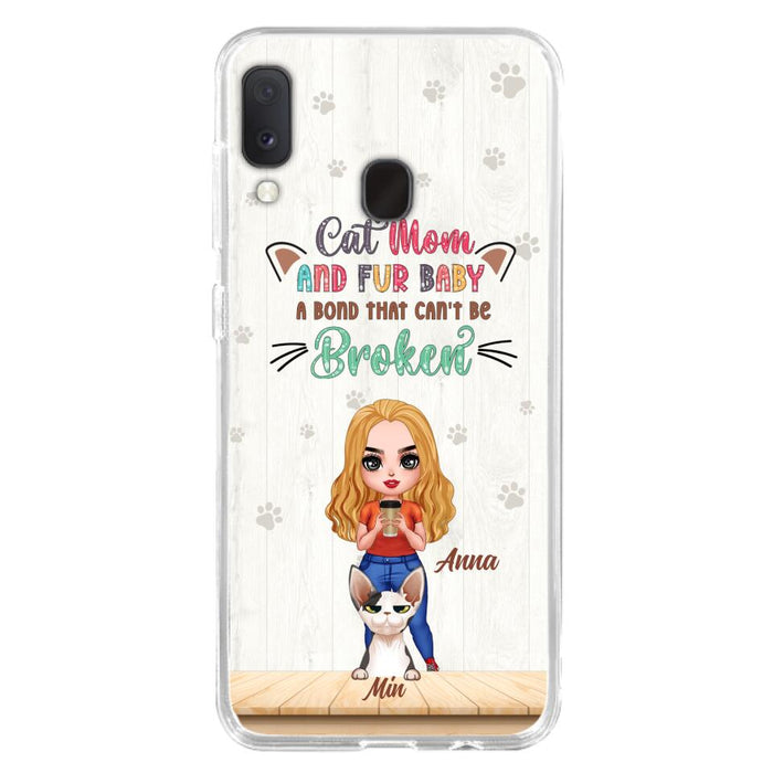Personalized Cat Mom Chibi Phone Case - Gift Idea For Mother's Day/Cat Lovers With Up to 6 Cats - Cat Mom And Fur Baby A Bond That Can't Be Broken - Case For iPhone And Samsung
