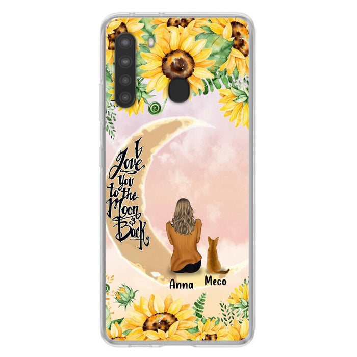 Personalized Cat Sun Flower Phone Case - Up to 6 Cats - Gift Idea For Cat Lover - I Love You To The Moon And Back - Case For iPhone And Samsung