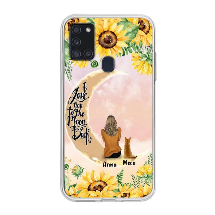 Personalized Cat Sun Flower Phone Case - Up to 6 Cats - Gift Idea For Cat Lover - I Love You To The Moon And Back - Case For iPhone And Samsung