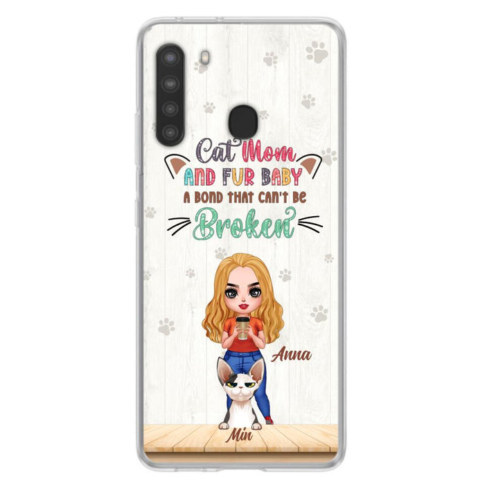 Personalized Cat Mom Chibi Phone Case - Gift Idea For Mother's Day/Cat Lovers With Up to 6 Cats - Cat Mom And Fur Baby A Bond That Can't Be Broken - Case For iPhone And Samsung