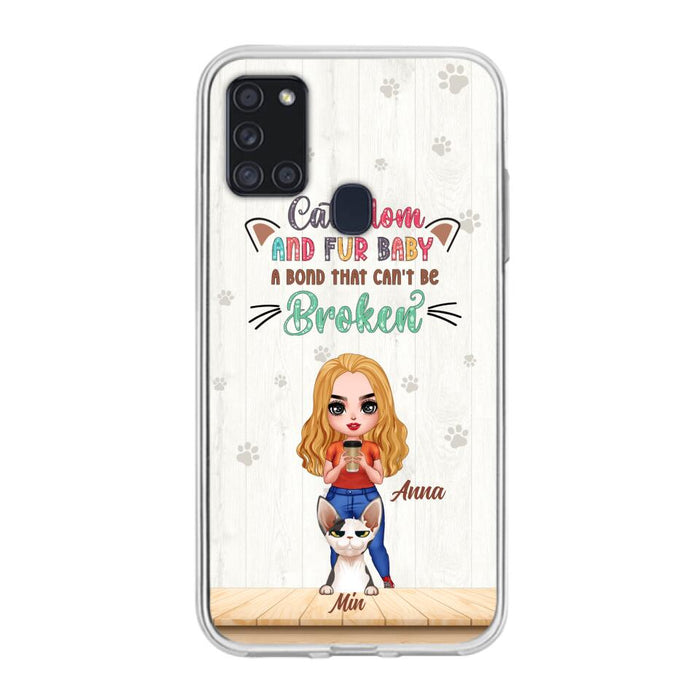Personalized Cat Mom Chibi Phone Case - Gift Idea For Mother's Day/Cat Lovers With Up to 6 Cats - Cat Mom And Fur Baby A Bond That Can't Be Broken - Case For iPhone And Samsung