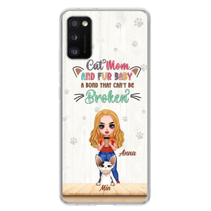 Personalized Cat Mom Chibi Phone Case - Gift Idea For Mother's Day/Cat Lovers With Up to 6 Cats - Cat Mom And Fur Baby A Bond That Can't Be Broken - Case For iPhone And Samsung