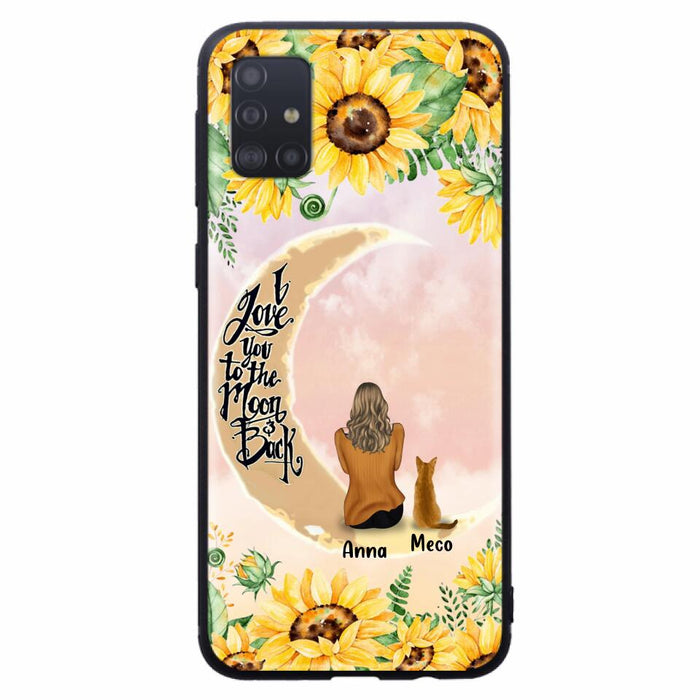 Personalized Cat Sun Flower Phone Case - Up to 6 Cats - Gift Idea For Cat Lover - I Love You To The Moon And Back - Case For iPhone And Samsung
