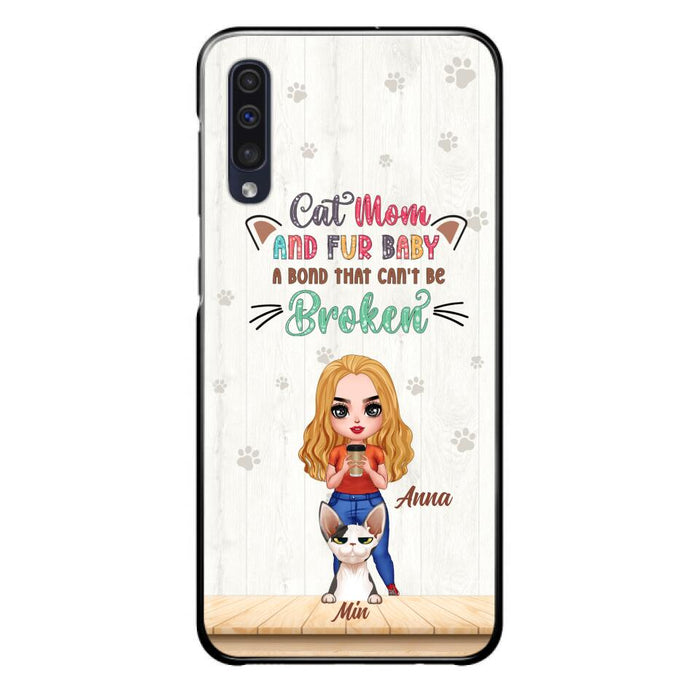 Personalized Cat Mom Chibi Phone Case - Gift Idea For Mother's Day/Cat Lovers With Up to 6 Cats - Cat Mom And Fur Baby A Bond That Can't Be Broken - Case For iPhone And Samsung