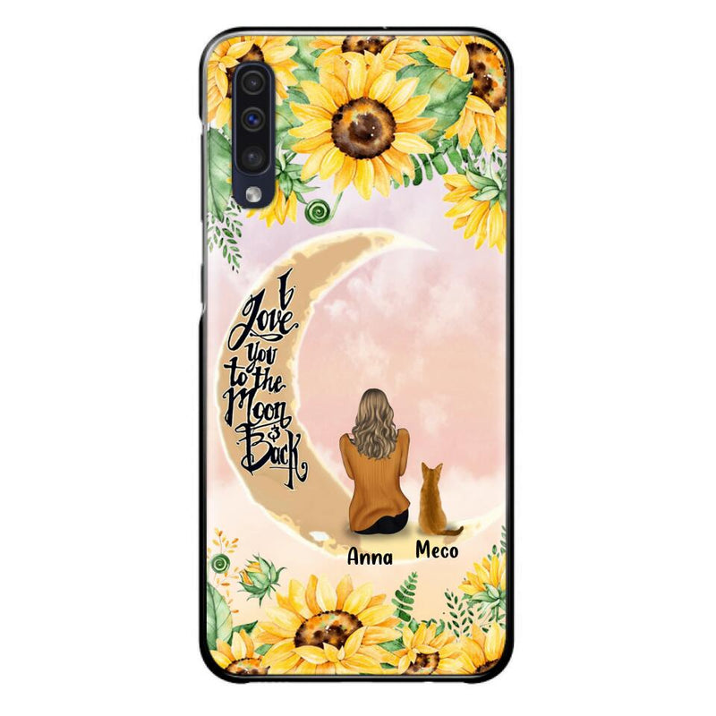 Personalized Cat Sun Flower Phone Case - Up to 6 Cats - Gift Idea For Cat Lover - I Love You To The Moon And Back - Case For iPhone And Samsung