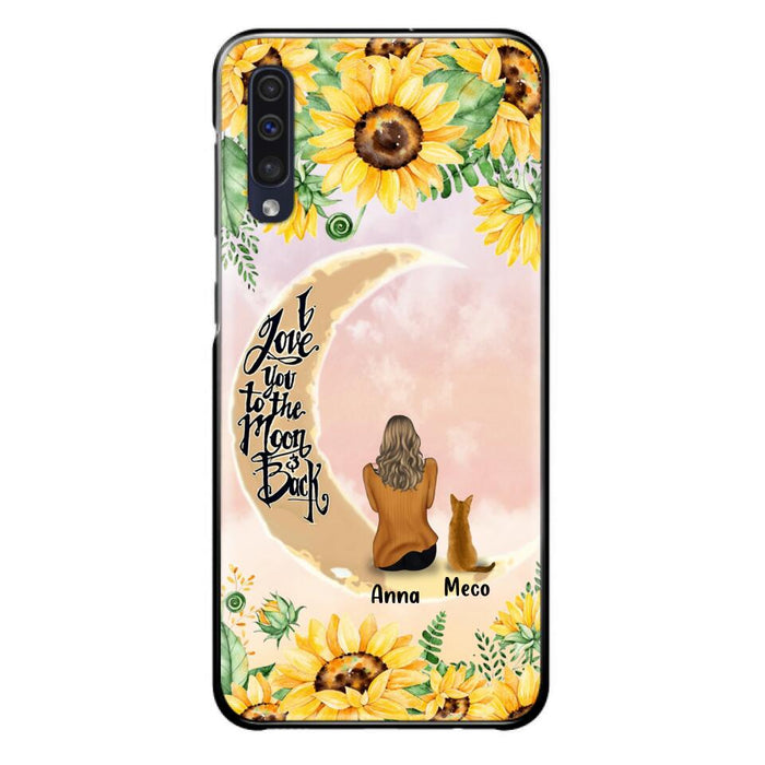 Personalized Cat Sun Flower Phone Case - Up to 6 Cats - Gift Idea For Cat Lover - I Love You To The Moon And Back - Case For iPhone And Samsung