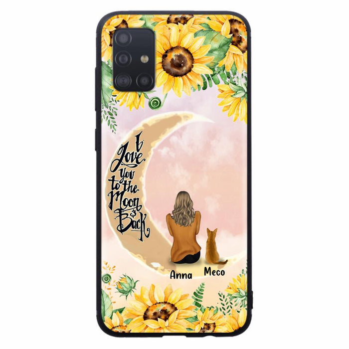 Personalized Cat Sun Flower Phone Case - Up to 6 Cats - Gift Idea For Cat Lover - I Love You To The Moon And Back - Case For iPhone And Samsung
