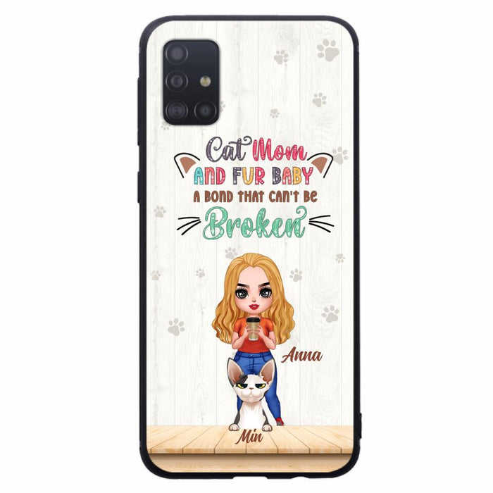 Personalized Cat Mom Chibi Phone Case - Gift Idea For Mother's Day/Cat Lovers With Up to 6 Cats - Cat Mom And Fur Baby A Bond That Can't Be Broken - Case For iPhone And Samsung