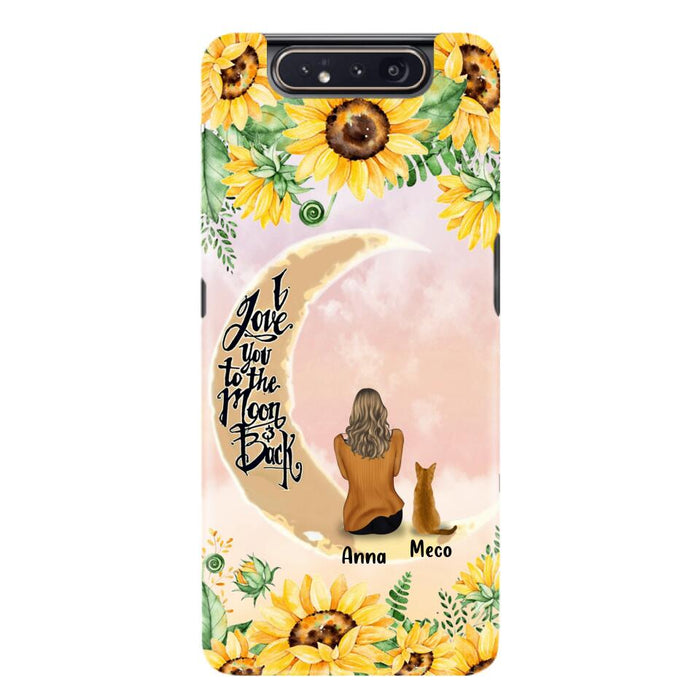 Personalized Cat Sun Flower Phone Case - Up to 6 Cats - Gift Idea For Cat Lover - I Love You To The Moon And Back - Case For iPhone And Samsung