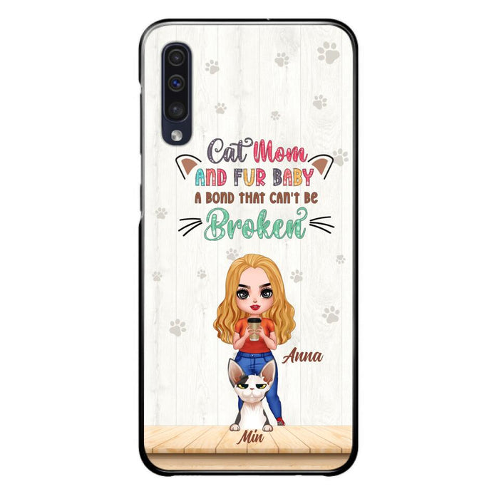 Personalized Cat Mom Chibi Phone Case - Gift Idea For Mother's Day/Cat Lovers With Up to 6 Cats - Cat Mom And Fur Baby A Bond That Can't Be Broken - Case For iPhone And Samsung